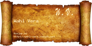 Wahl Vera névjegykártya